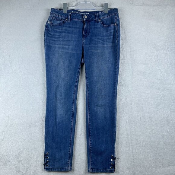 Westport Women's Ankle Jeans Signature Fit Lace Up Splice Hem Blue Size 6 - Picture 1 of 10